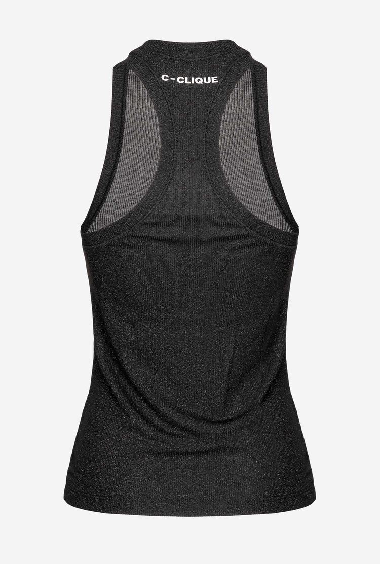 Black Women's Pinko Ribbed Lurex Vest | Ireland-10583279