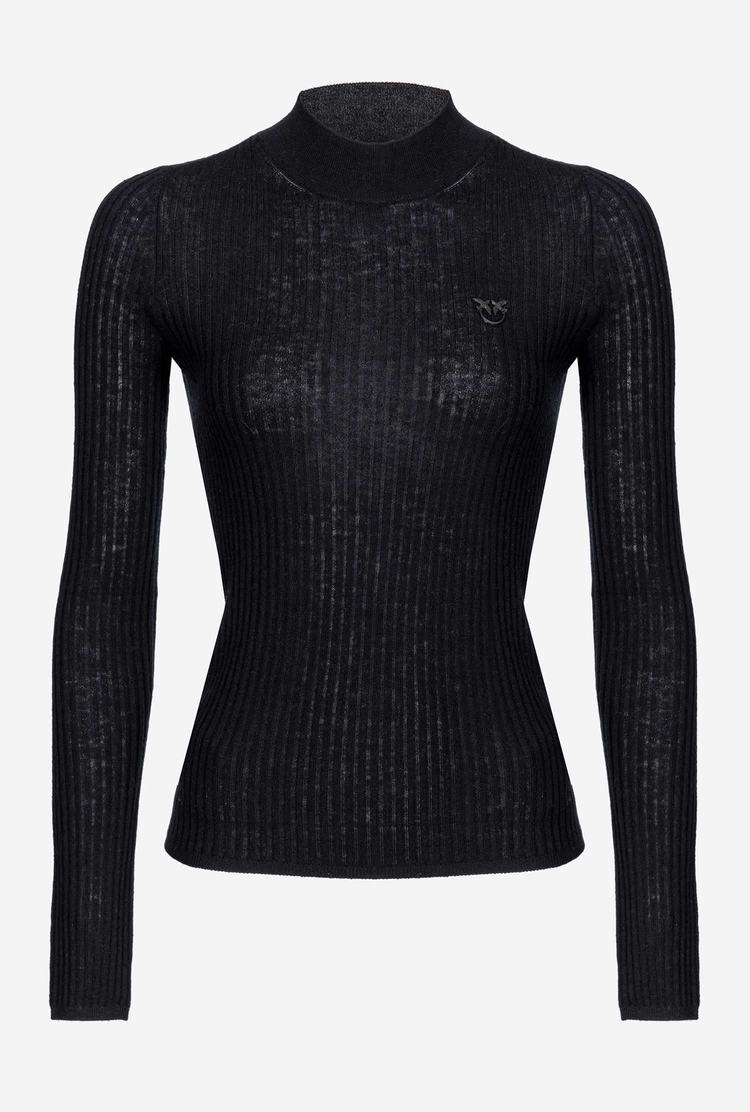 Black Women's Pinko Ribbed Mock-turtleneck Sweaters | Ireland-94257369