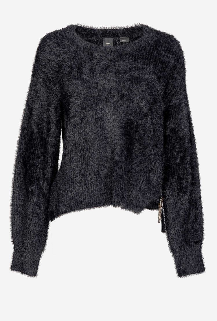 Black Women's Pinko Ribbed Teddy-effect Pullover | Ireland-96125349