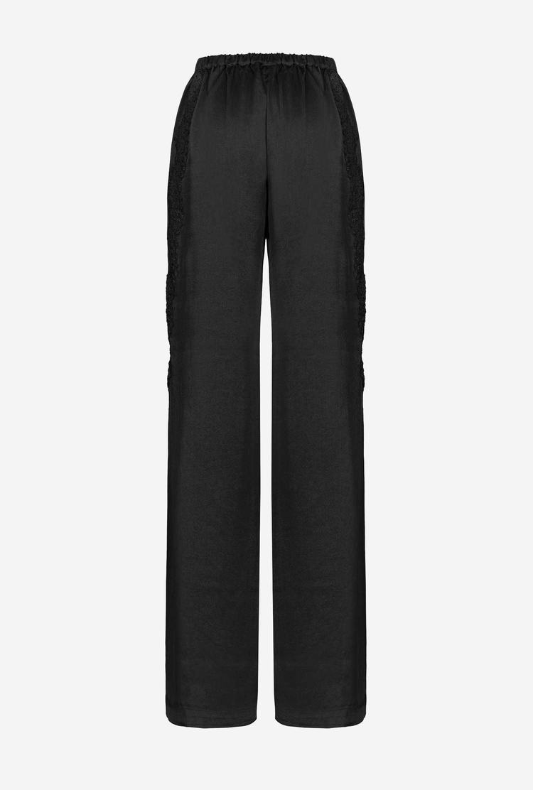 Black Women's Pinko Satin And Lace Pants | Ireland-91286039