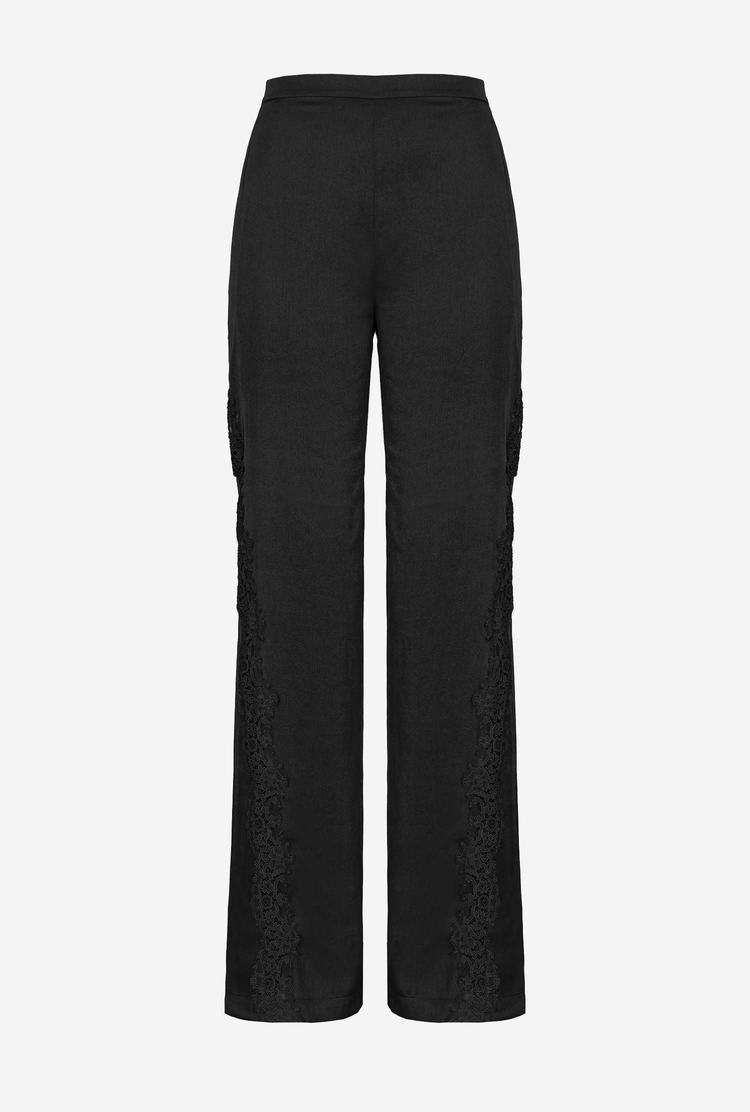 Black Women\'s Pinko Satin And Lace Pants | Ireland-91286039