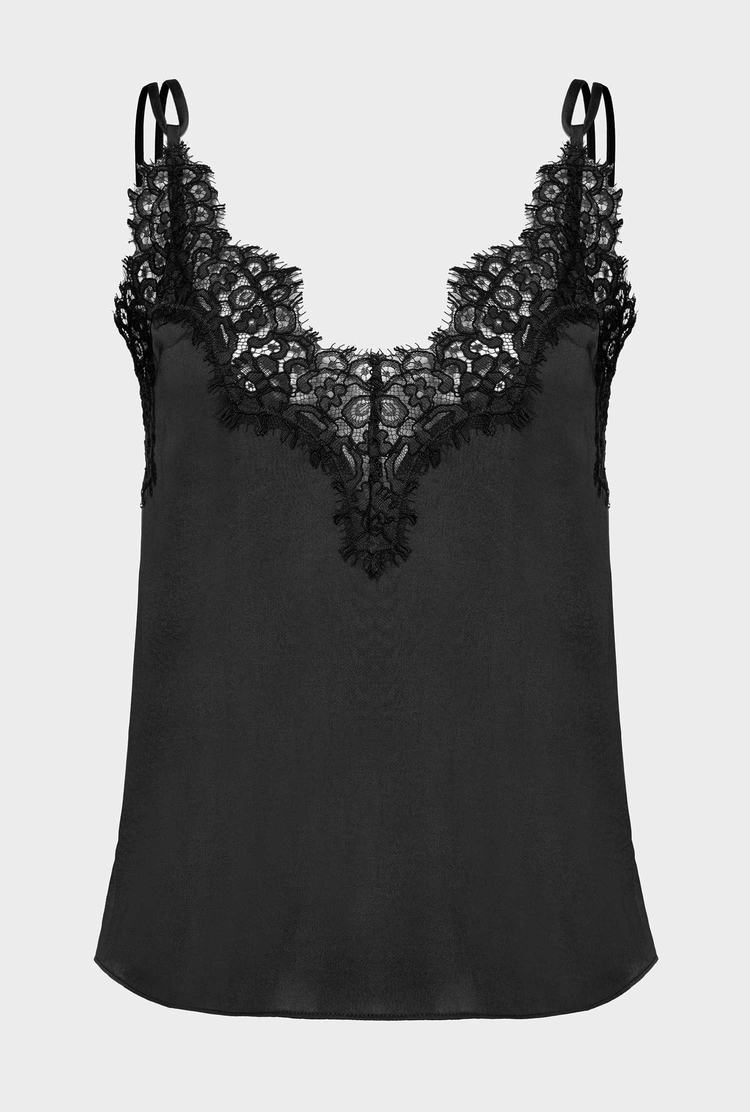 Black Women's Pinko Satin And Lace Tanks | Ireland-94315809