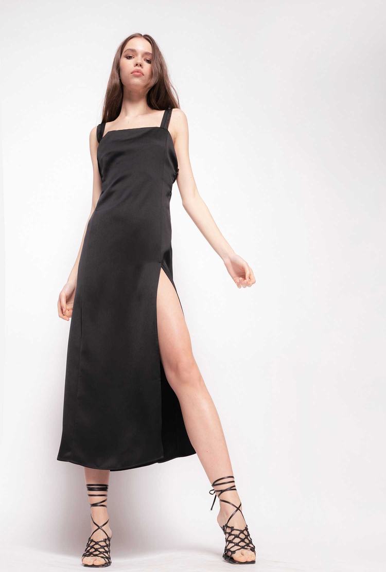 Black Women's Pinko Satin Slip Dress | Ireland-20139869