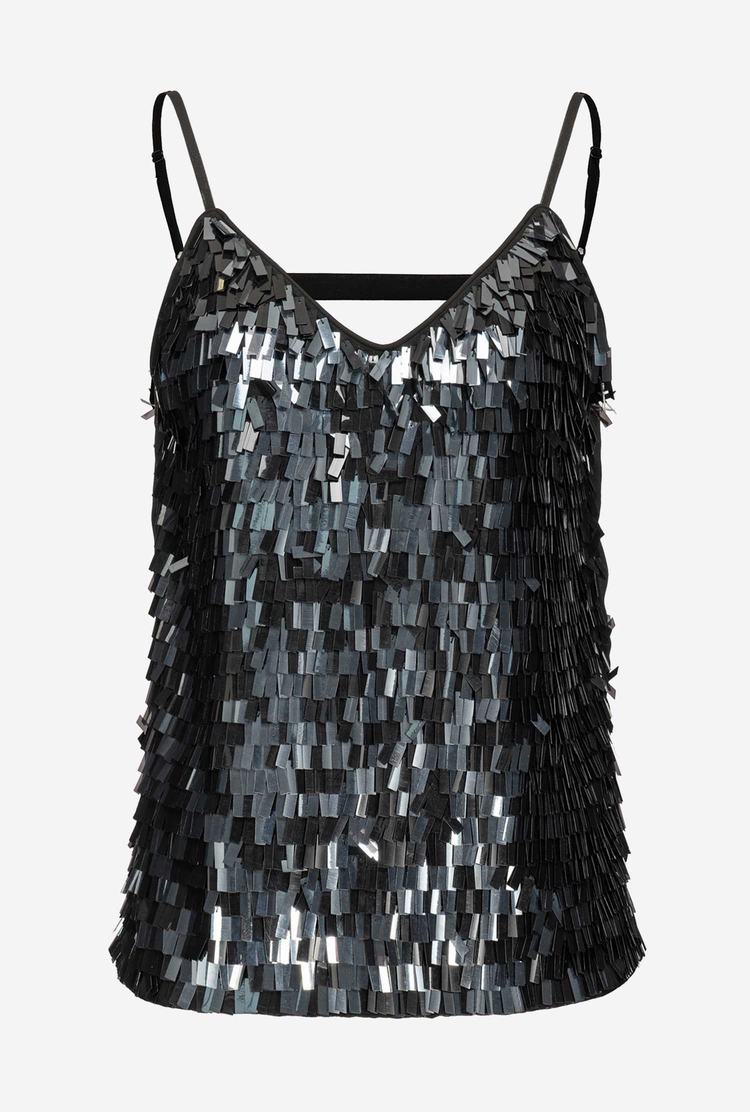 Black Women's Pinko Sequinned Fringing Vest | Ireland-87269039