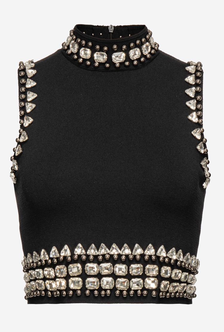 Black Women's Pinko Shiny Details Vest | Ireland-67314599