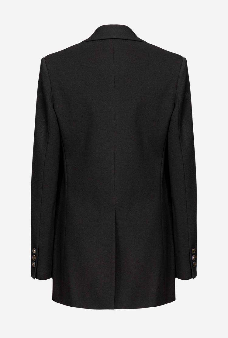 Black Women's Pinko Single-breasted Fabric-stitch Blazers | Ireland-87562039