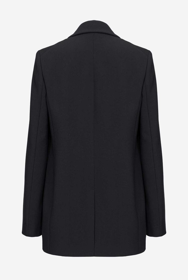 Black Women's Pinko Single-breasted Stretch Crêpe Blazers | Ireland-09128769