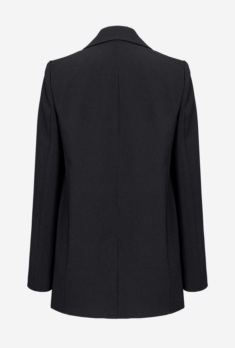 Black Women's Pinko Single-breasted Stretch Crêpe Blazers | Ireland-45910389