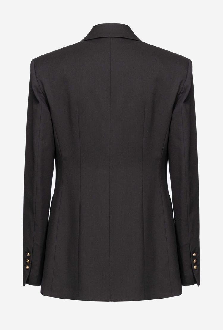 Black Women's Pinko Single-breasted Technical Wool Blazers | Ireland-37526909