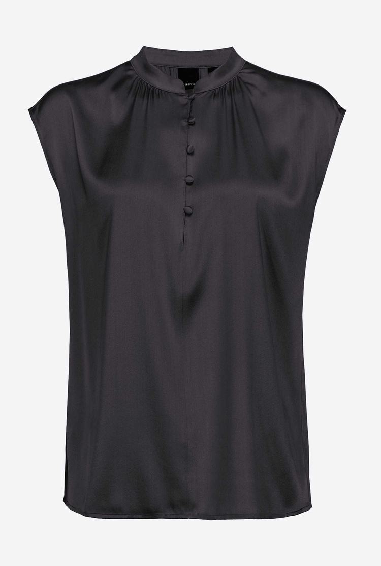 Black Women's Pinko Sleeveless Satin Shirts | Ireland-56127389