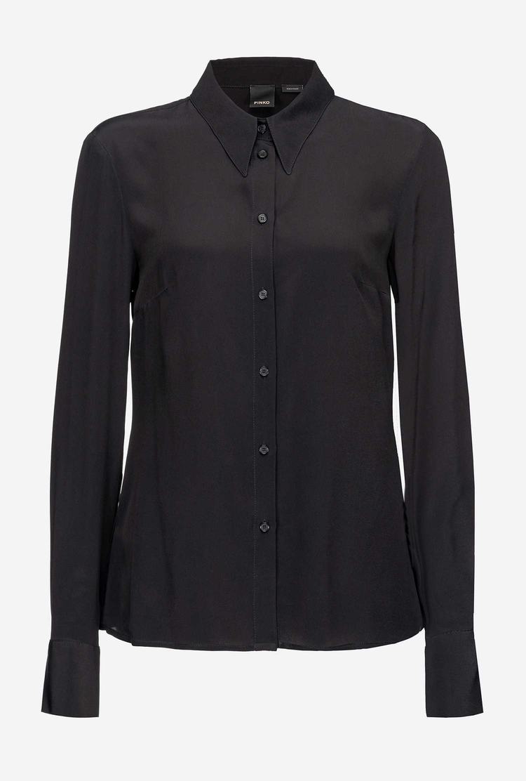 Black Women's Pinko Slim-fit Silk-blend Shirts | Ireland-19025839