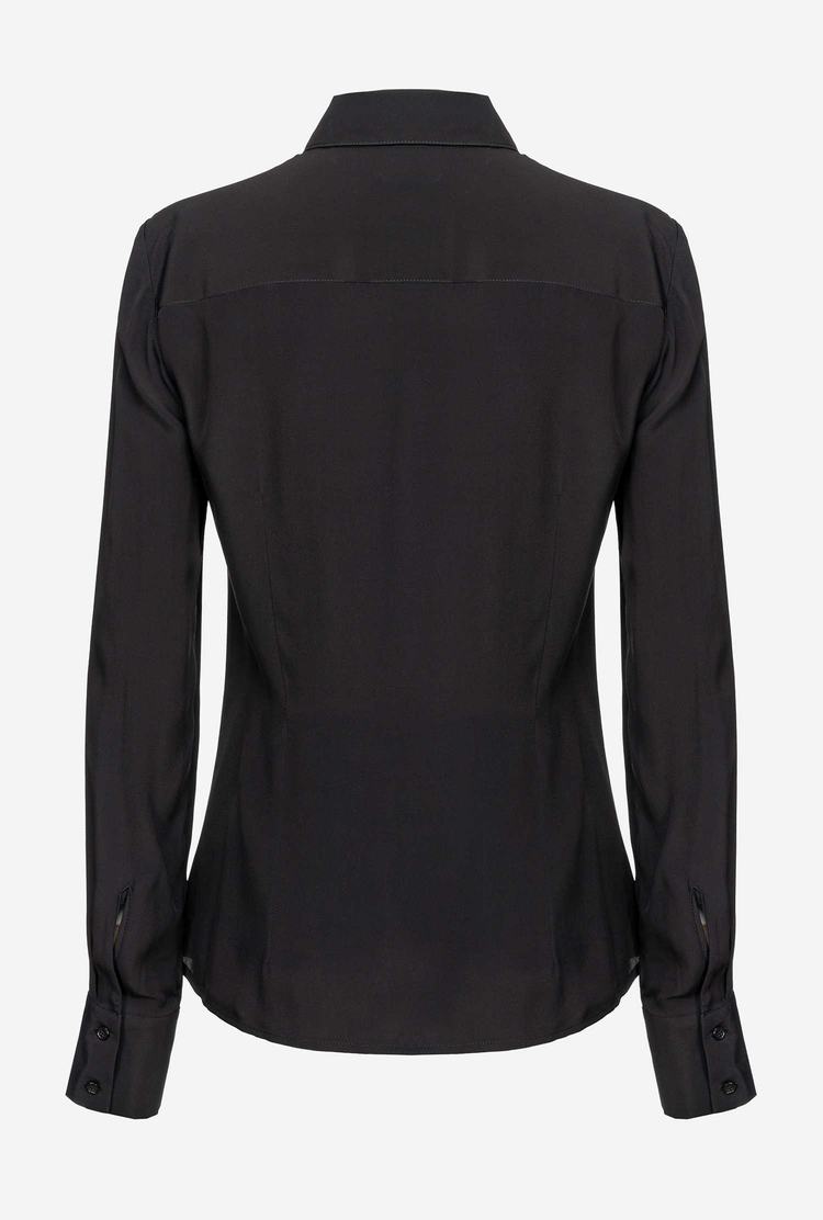 Black Women's Pinko Slim-fit Silk-blend Shirts | Ireland-19025839