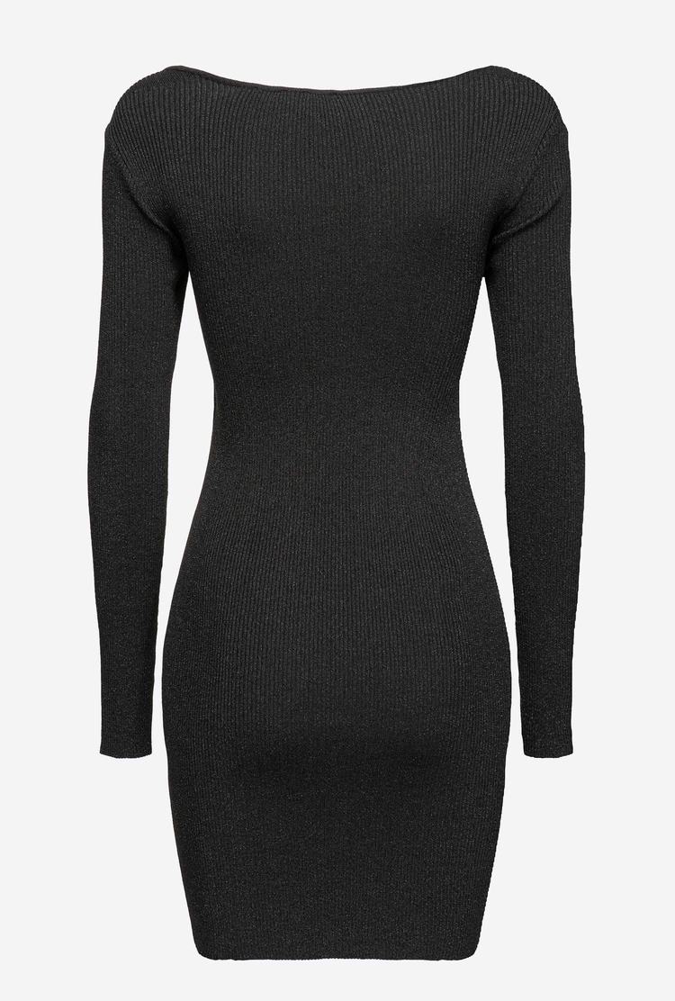 Black Women's Pinko Snug-fitting Knit Mini Dress | Ireland-86542179