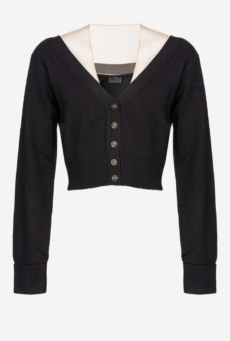 Black Women's Pinko Soft Wool And Tulle Cardigan | Ireland-57031289