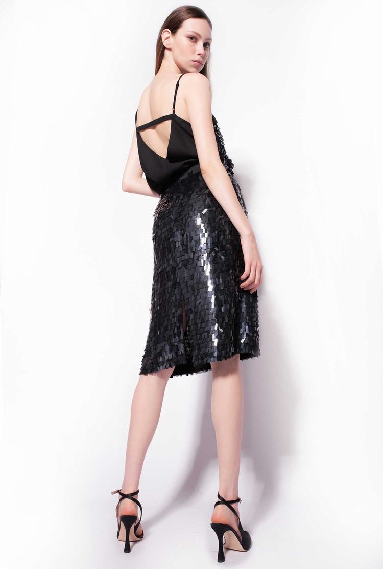 Black Women's Pinko Square-shaped Sequins All Over Skirts | Ireland-51462879