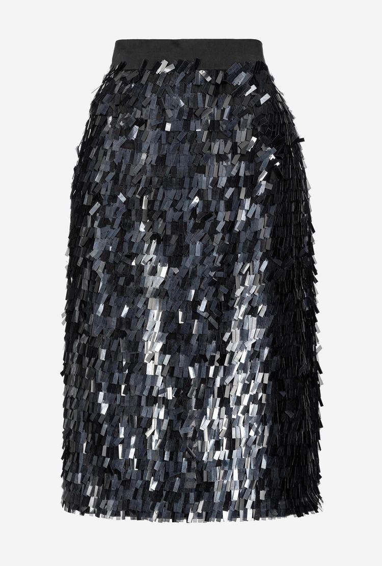 Black Women's Pinko Square-shaped Sequins All Over Skirts | Ireland-51462879