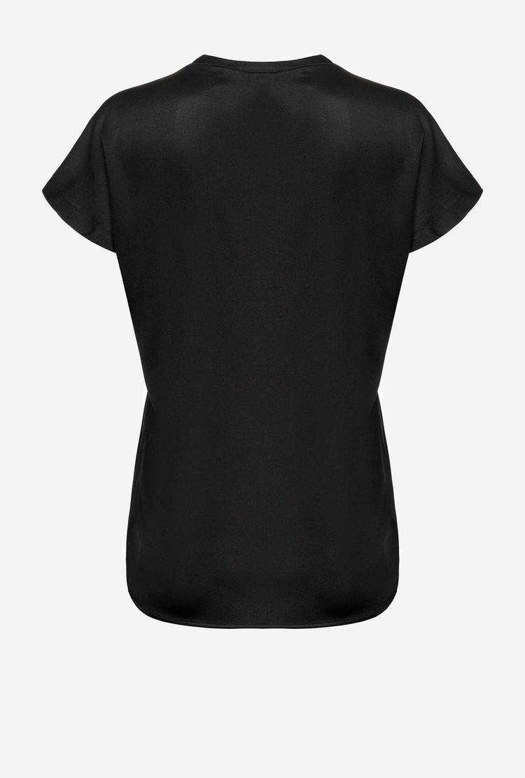 Black Women's Pinko Stretch Satin Shirts | Ireland-42786159