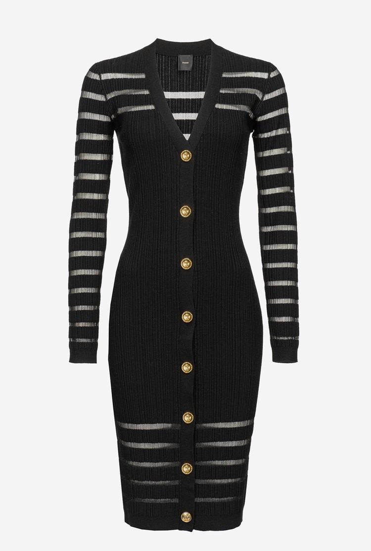 Black Women's Pinko Striped Knit Dress | Ireland-35689079