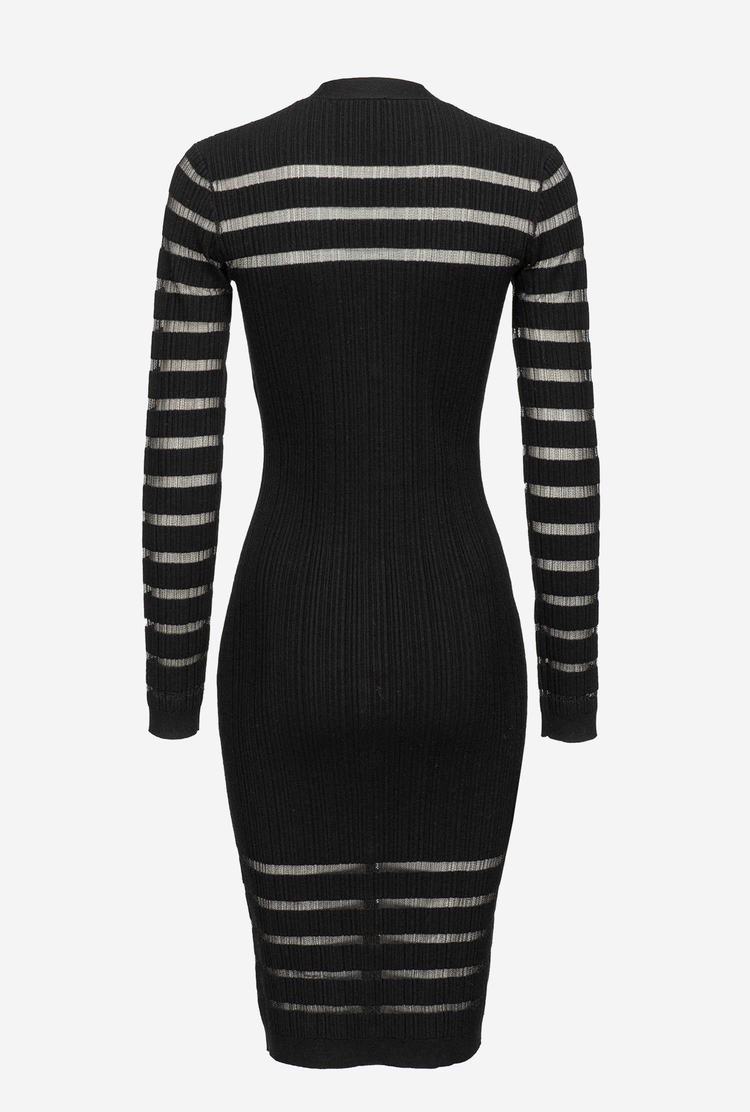 Black Women's Pinko Striped Knit Dress | Ireland-35689079