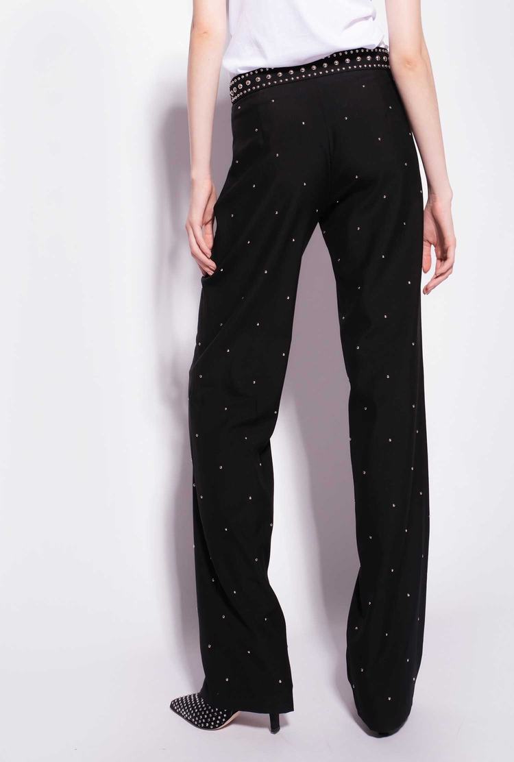 Black Women's Pinko Studded Straight-leg Pants | Ireland-14278369