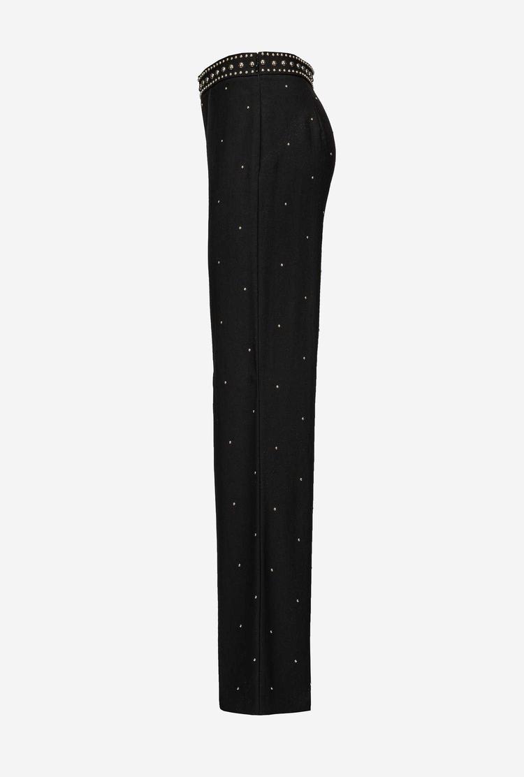 Black Women's Pinko Studded Straight-leg Pants | Ireland-14278369