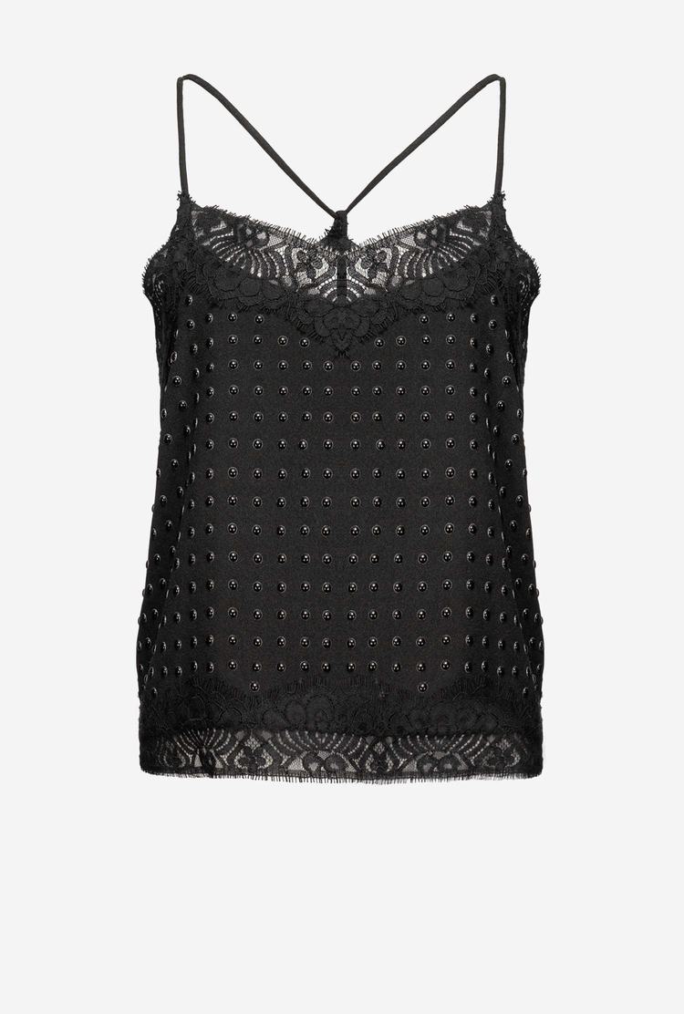 Black Women's Pinko Studded Tanks | Ireland-18967049