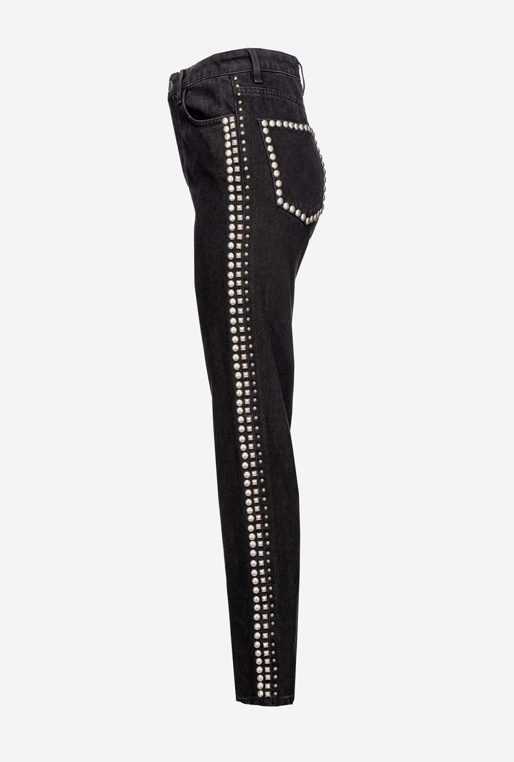 Black Women's Pinko Studs Jeans | Ireland-92345869