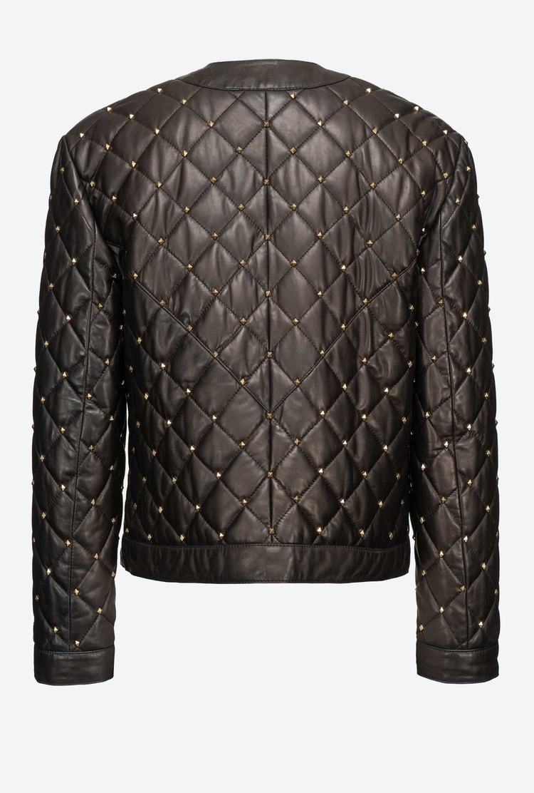 Black Women's Pinko Studs Quilted Jackets | Ireland-58429079