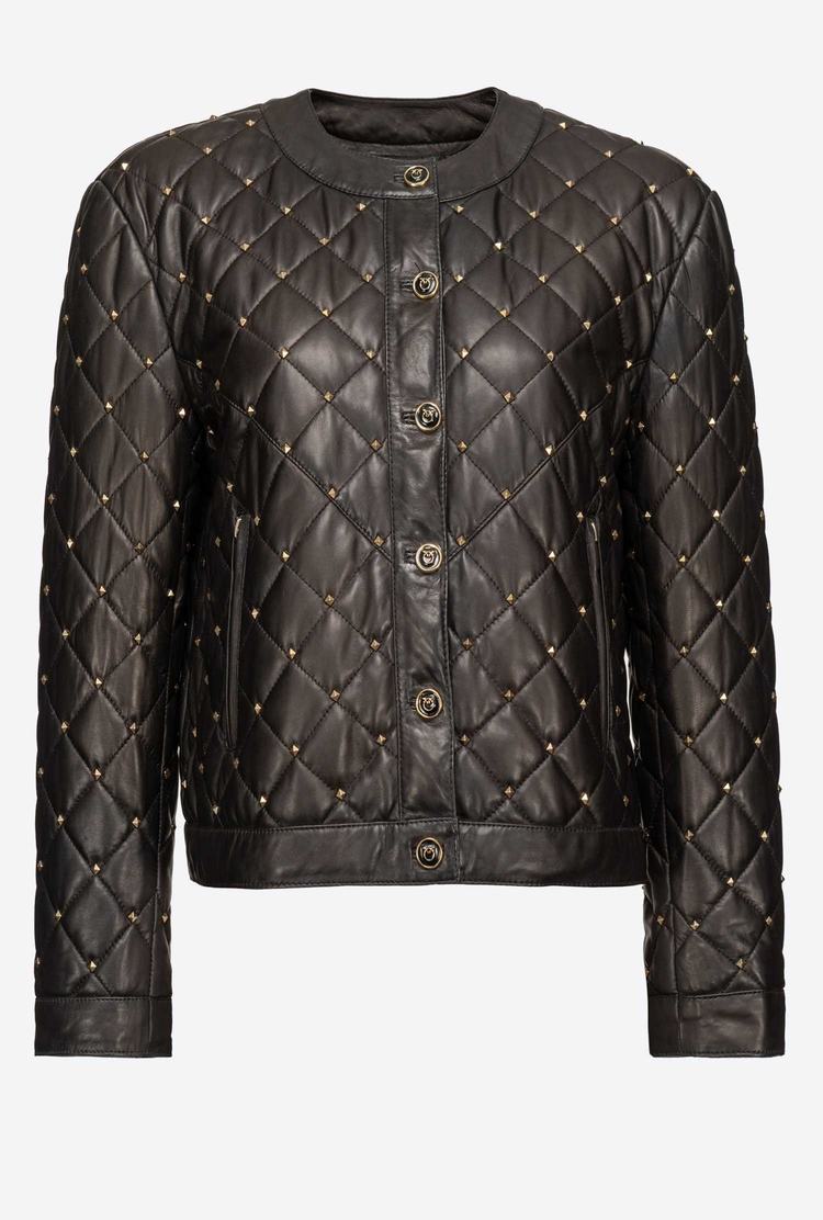 Black Women\'s Pinko Studs Quilted Jackets | Ireland-58429079