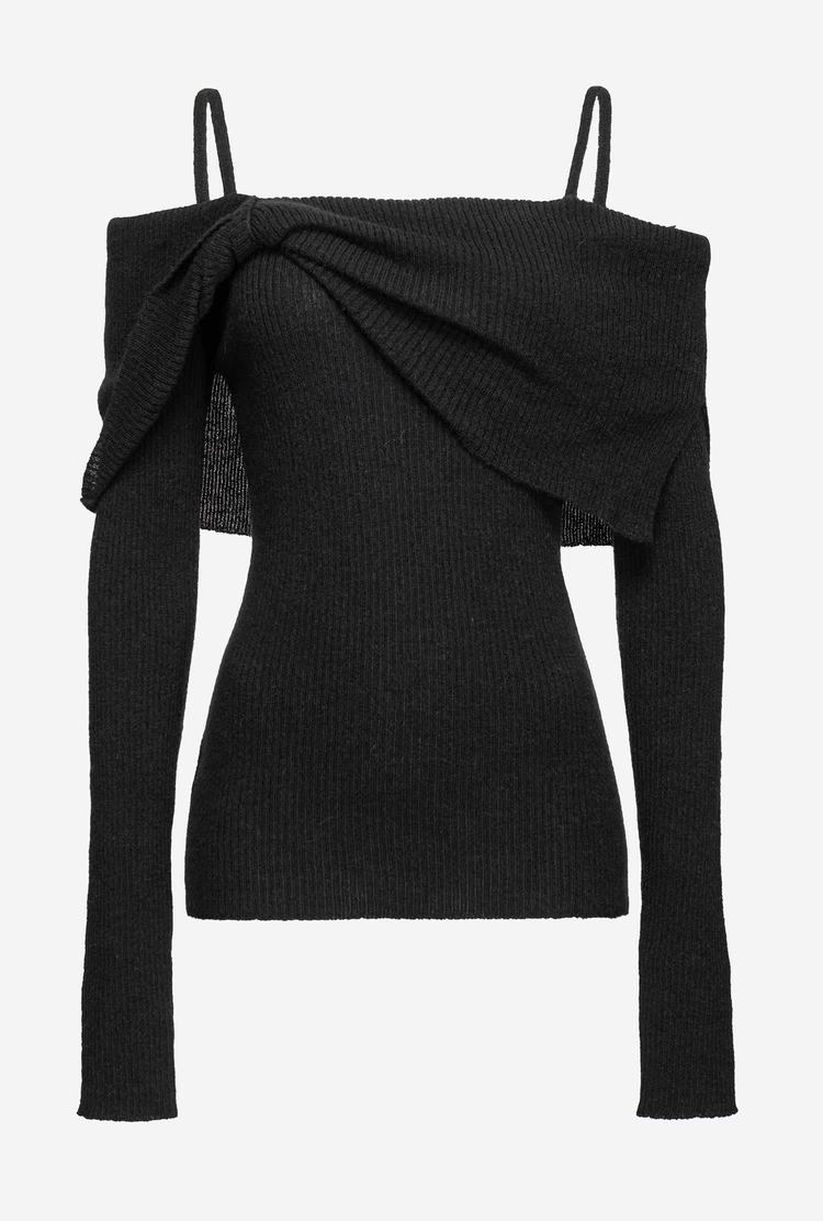 Black Women's Pinko Thin Shoulder Straps Sweaters | Ireland-75821969