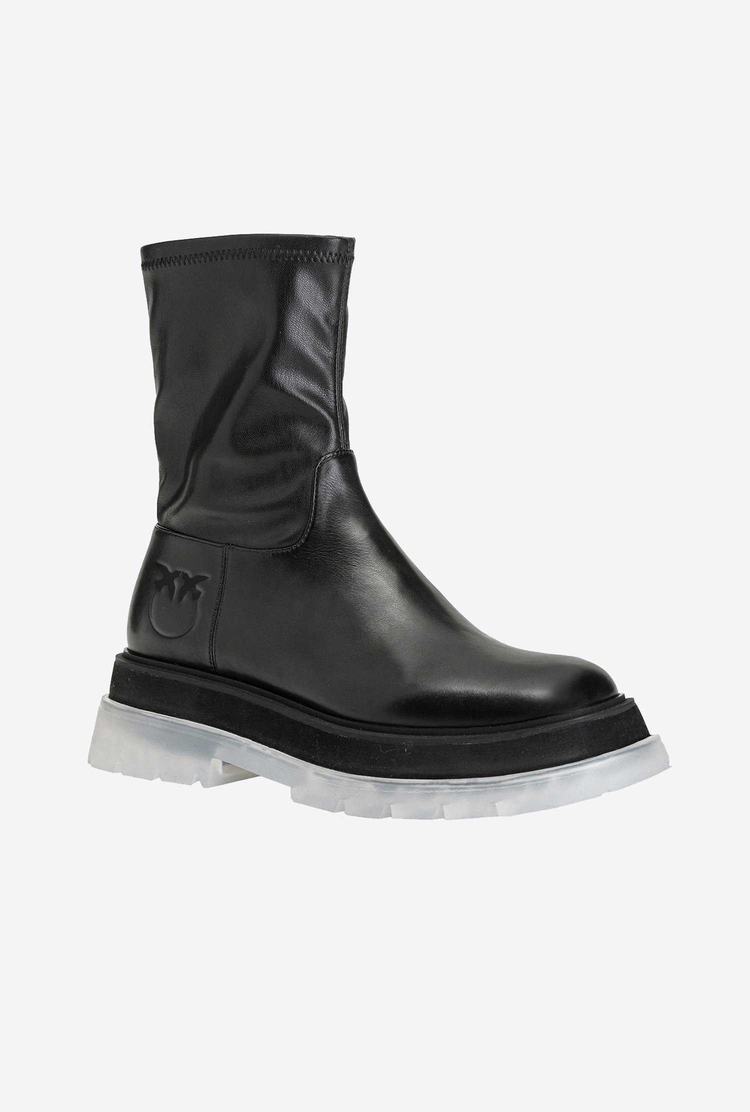 Black Women's Pinko Transparent-sole Combat Boots | Ireland-49612359