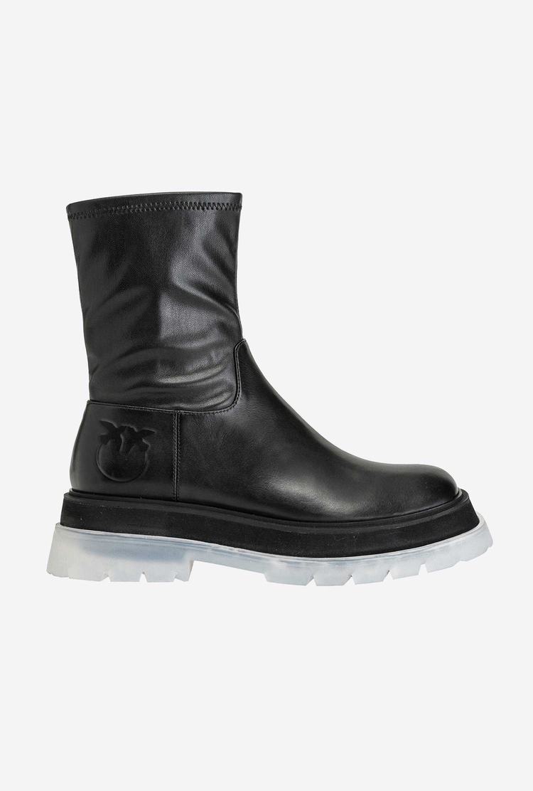 Black Women's Pinko Transparent-sole Combat Boots | Ireland-49612359