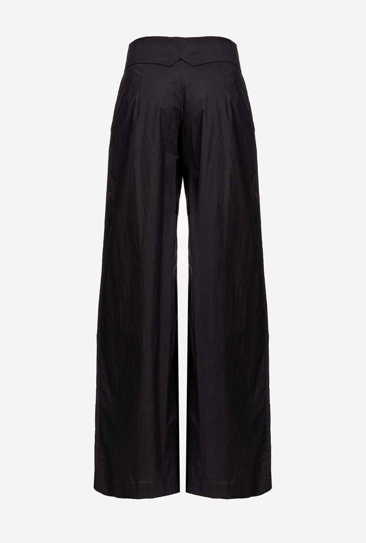 Black Women's Pinko Wide-leg Poplin Pants | Ireland-63528979