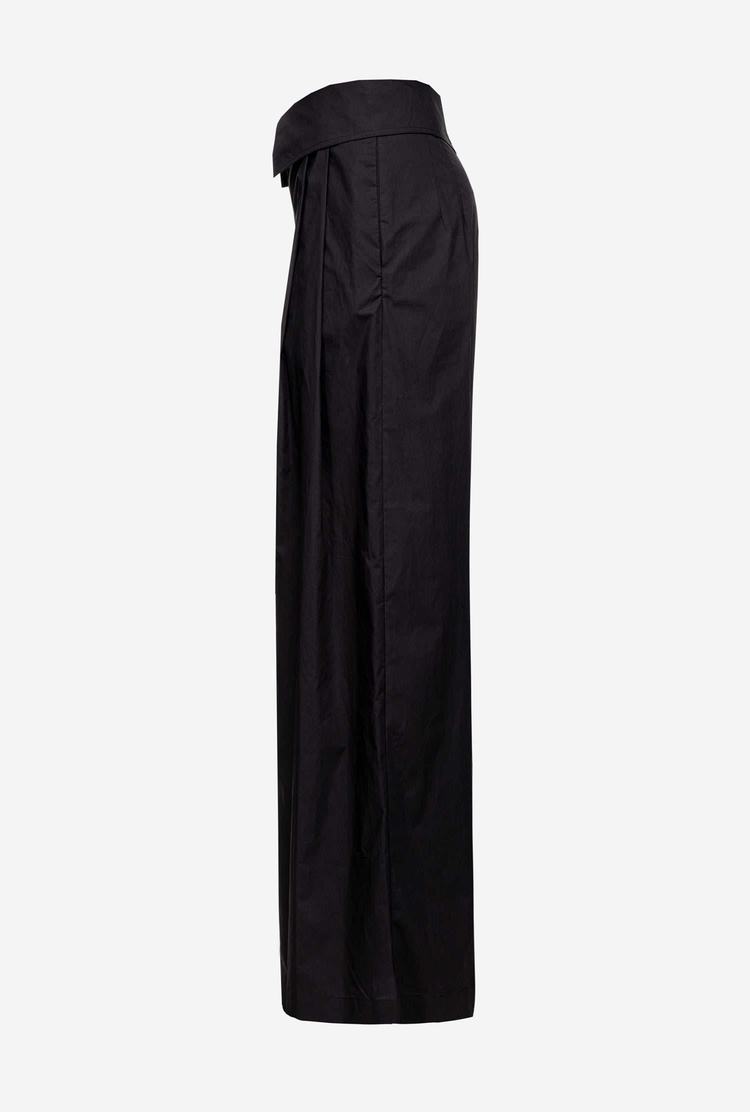 Black Women's Pinko Wide-leg Poplin Pants | Ireland-63528979