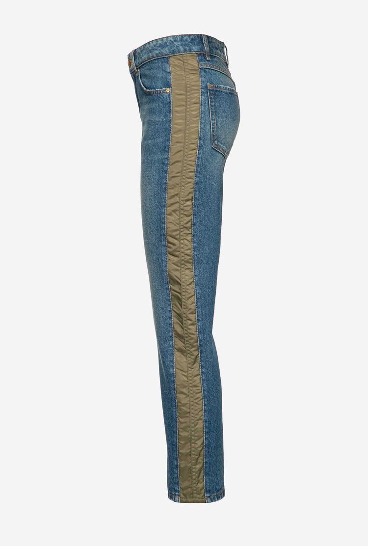 Blue/Green Women's Pinko Technical Canvas Jeans | Ireland-65893479