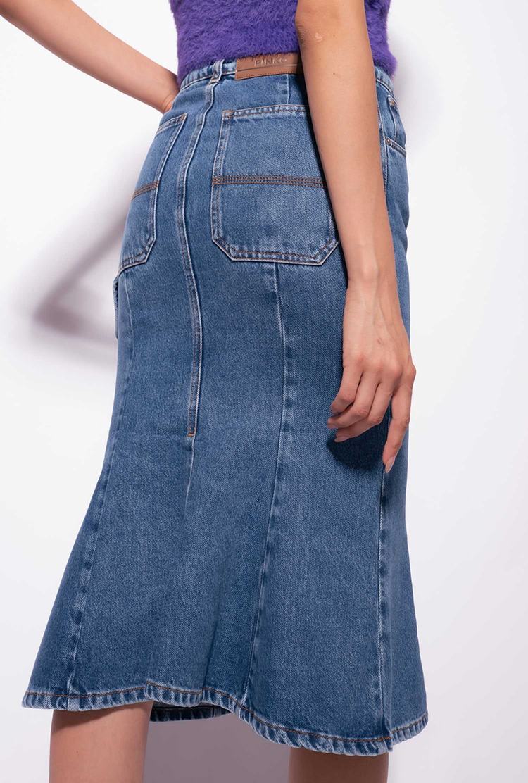 Blue Women's Pinko Denim Midi Skirts | Ireland-57360219