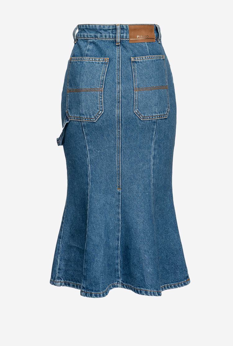 Blue Women's Pinko Denim Midi Skirts | Ireland-57360219