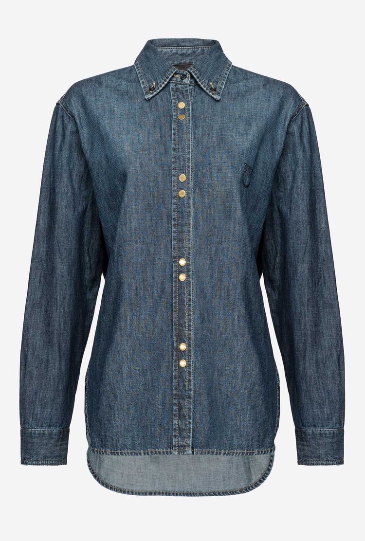 Blue Women's Pinko Embroidery Shirts | Ireland-90652349