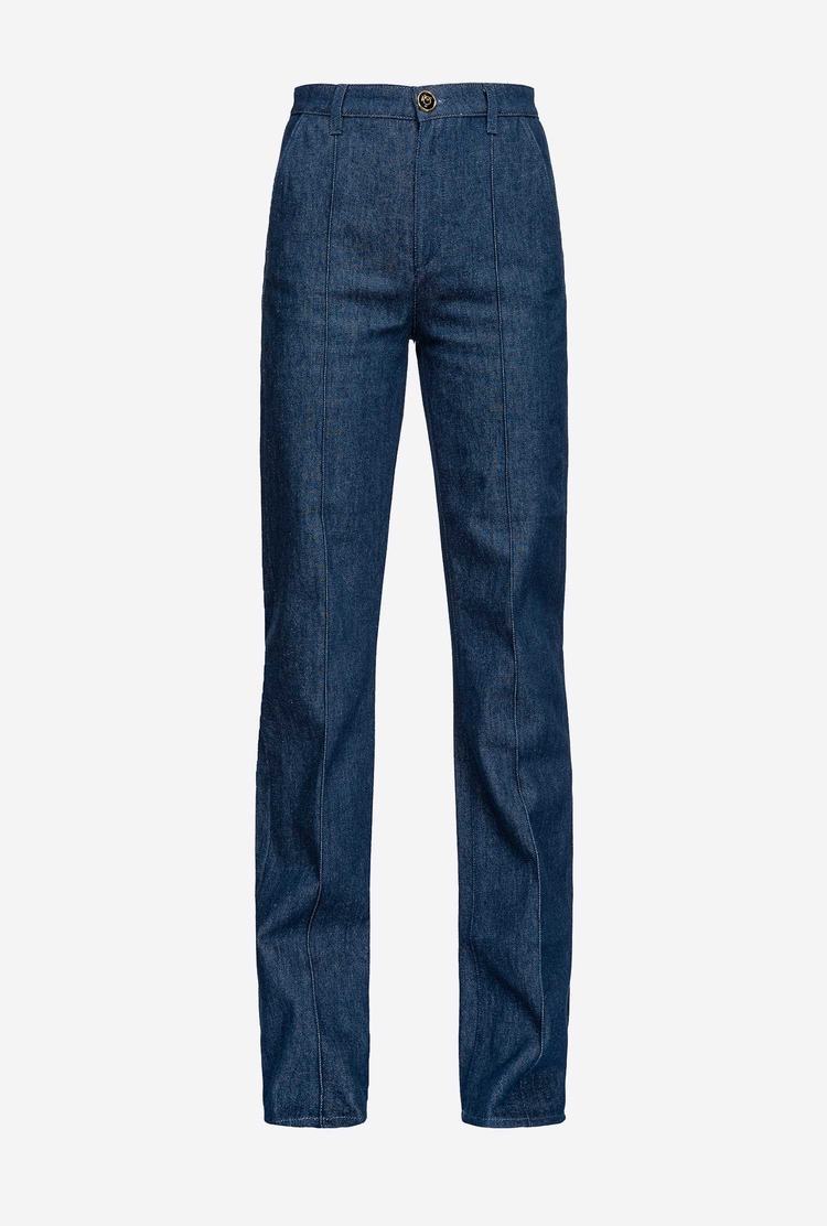 Blue Women's Pinko Flared Flat-wash Denim Jeans | Ireland-31297459