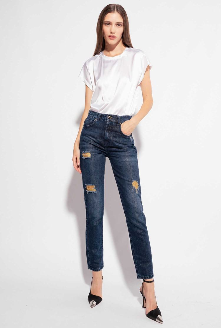 Blue Women's Pinko Golden Details Jeans | Ireland-75182049