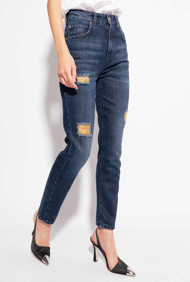 Blue Women's Pinko Golden Details Jeans | Ireland-75182049