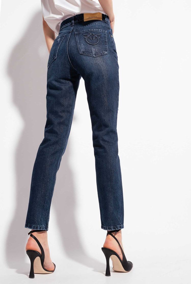 Blue Women's Pinko Golden Details Jeans | Ireland-75182049