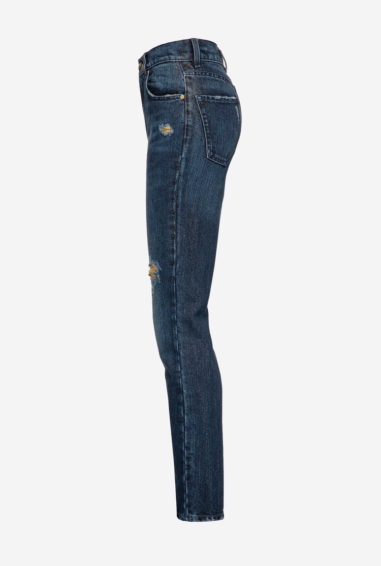 Blue Women's Pinko Golden Details Jeans | Ireland-75182049