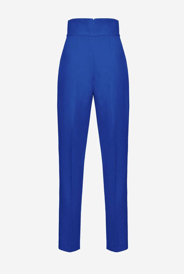 Blue Women's Pinko High-waisted Stretch Crêpe Pants | Ireland-20489679