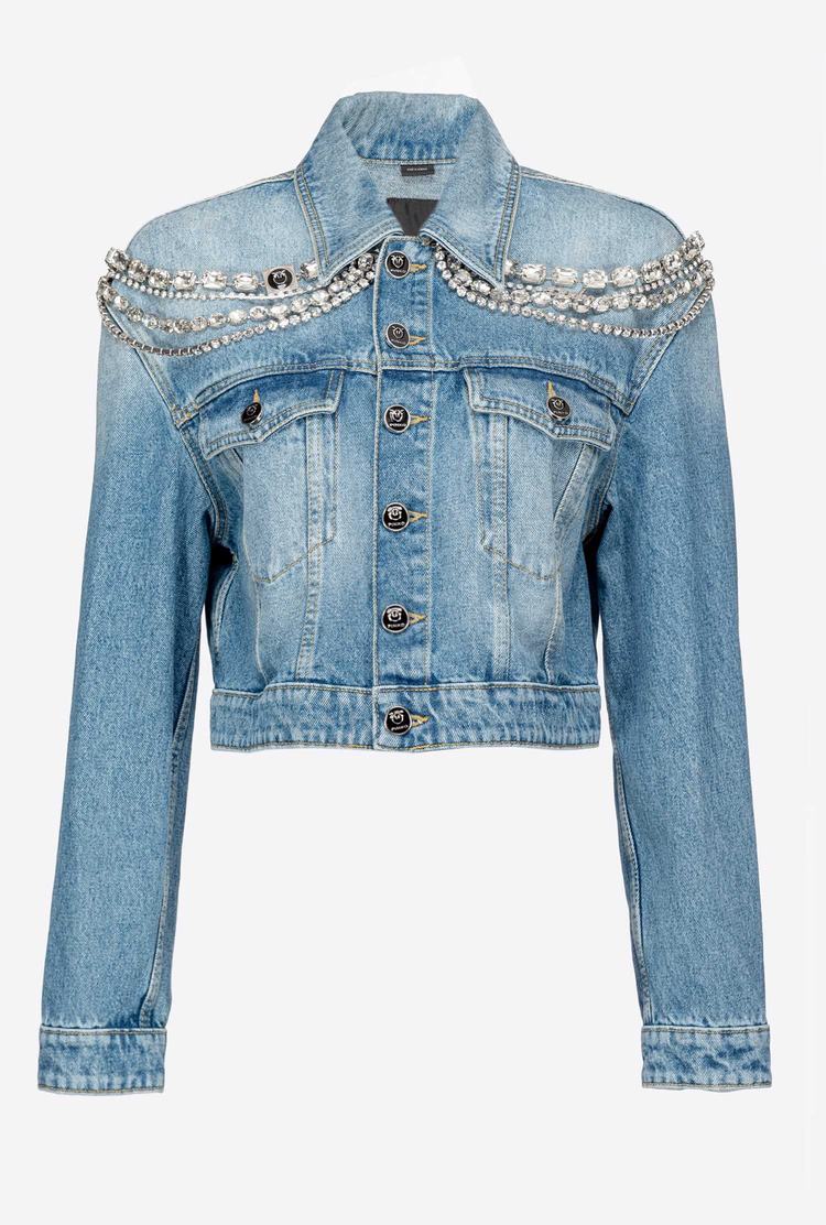 Blue Women's Pinko Jewel Chains Jackets | Ireland-19750249