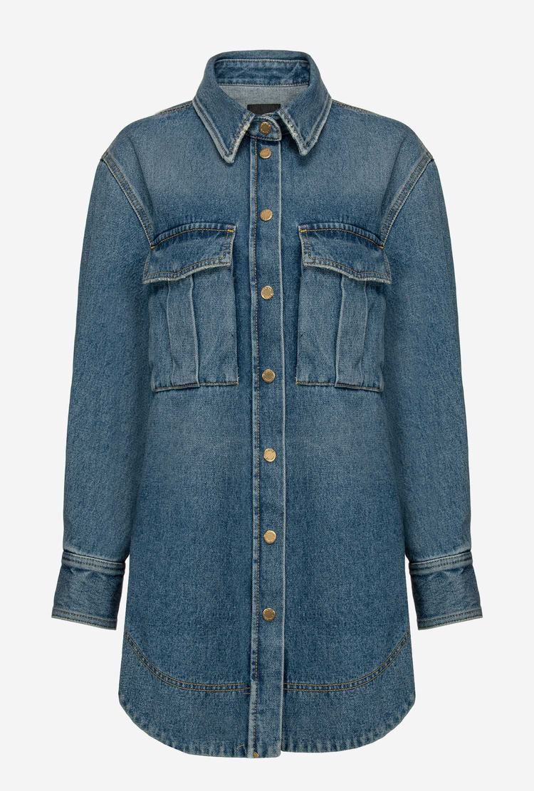 Blue Women's Pinko Long Denim Jackets | Ireland-41285979