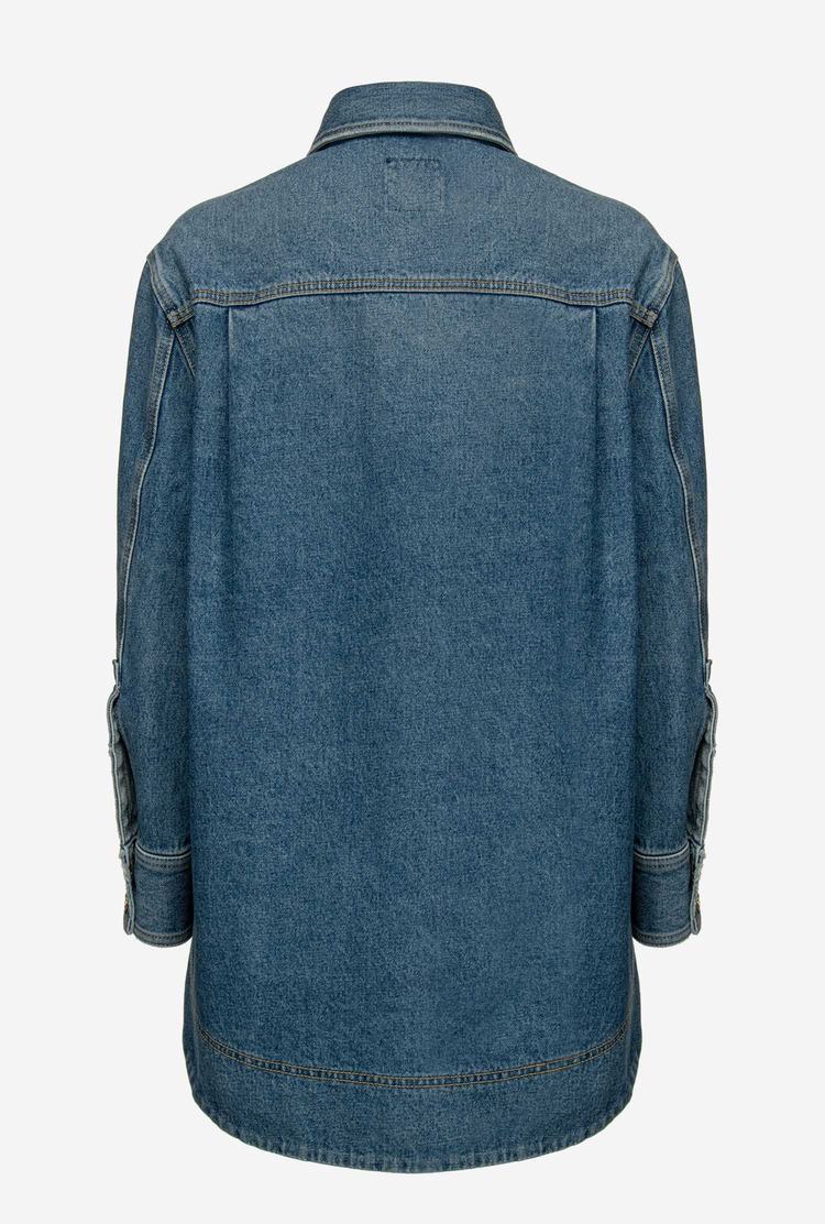 Blue Women's Pinko Long Denim Jackets | Ireland-41285979