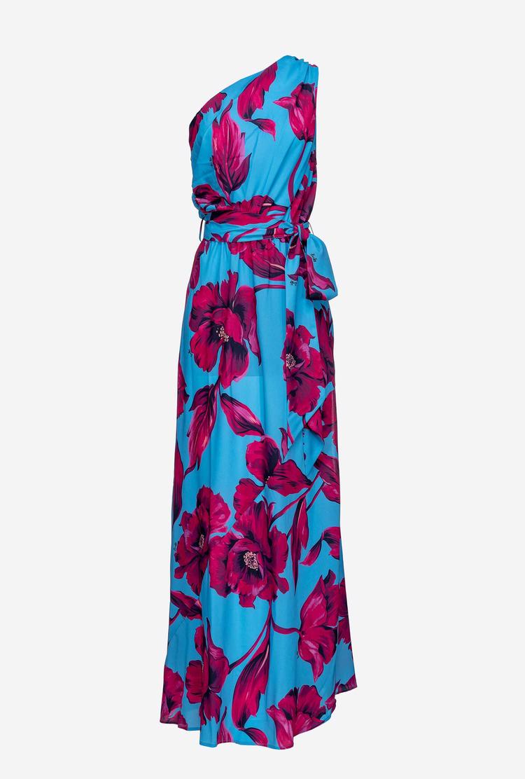 Blue Women's Pinko Macro Floral Motif Dress | Ireland-64071259