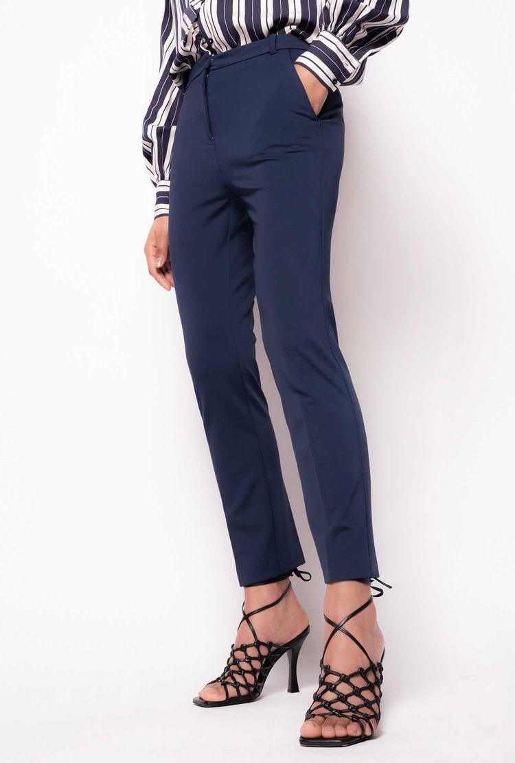 Blue Women's Pinko Milano-knit Cigarette Pants | Ireland-95147069