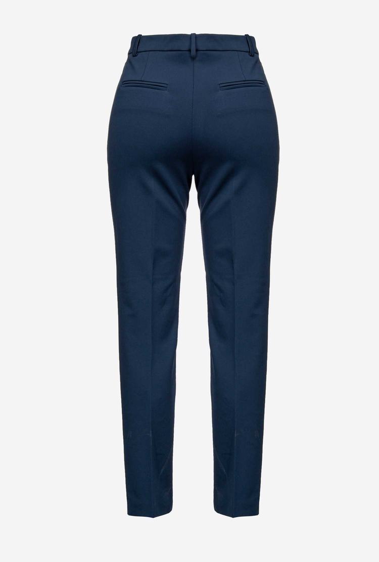 Blue Women's Pinko Milano-knit Cigarette Pants | Ireland-95147069